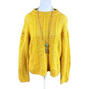 Madewell Sweater Alpaca Wool Open Weave Yellow (M)